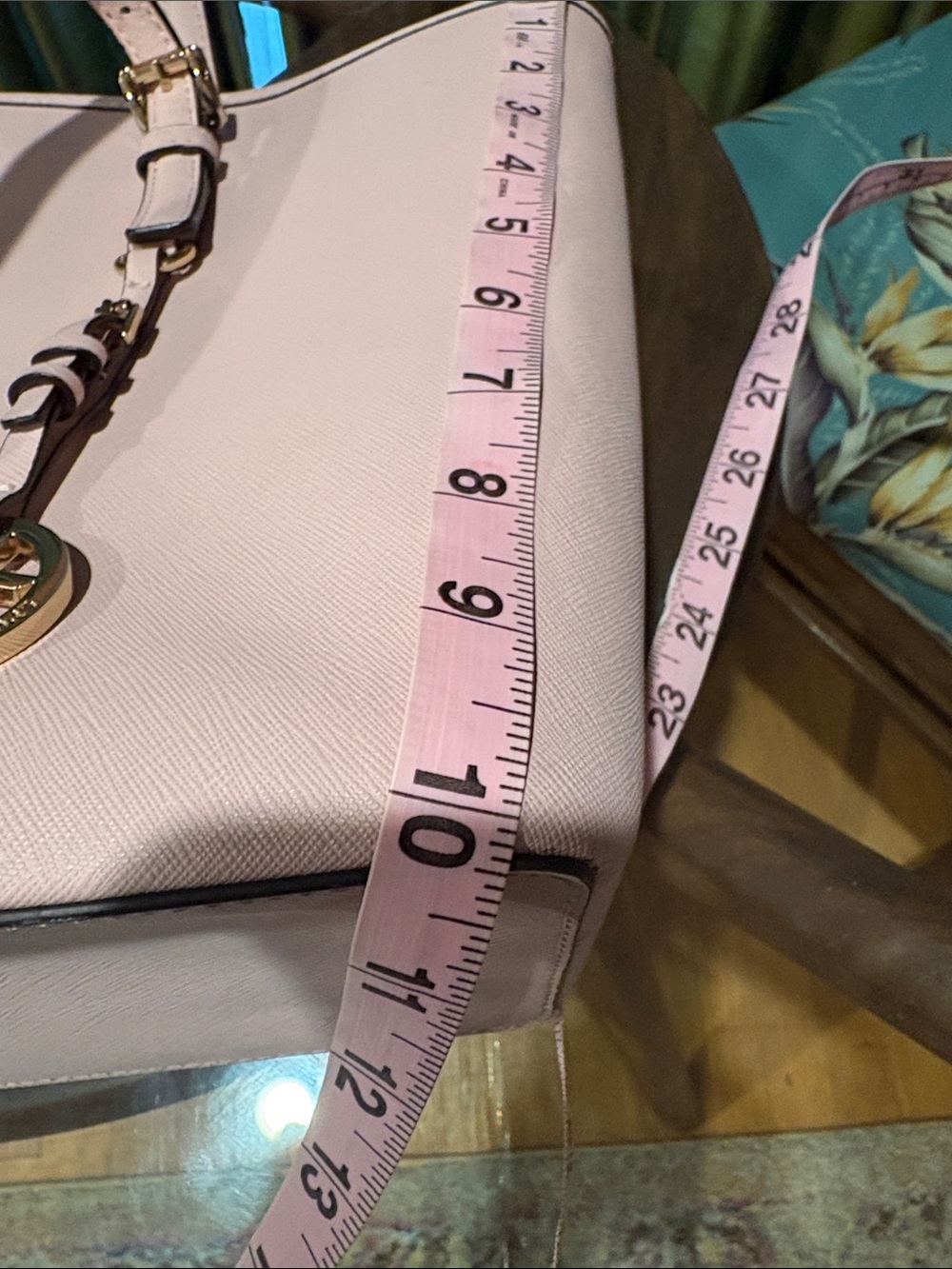 Michael Kors Pale Pink Saffiano Leather Tote with MK Charm - Picture 8 of 9